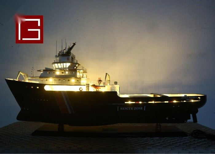 Model Yacht Abeille Bourbon with Lights 84 x 17 x H. 38 cm