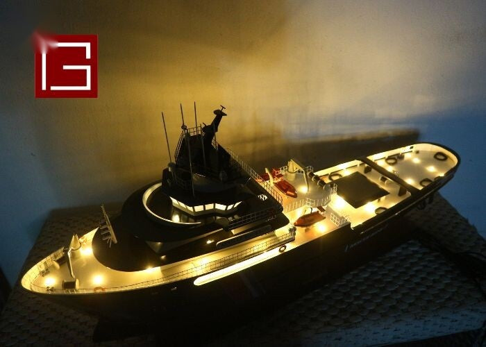Model Yacht Abeille Bourbon with Lights 84 x 17 x H. 38 cm
