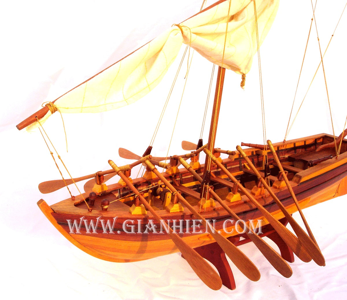 Traditional Model Boat Armed Launch 65 x 13 x H. 57 cm