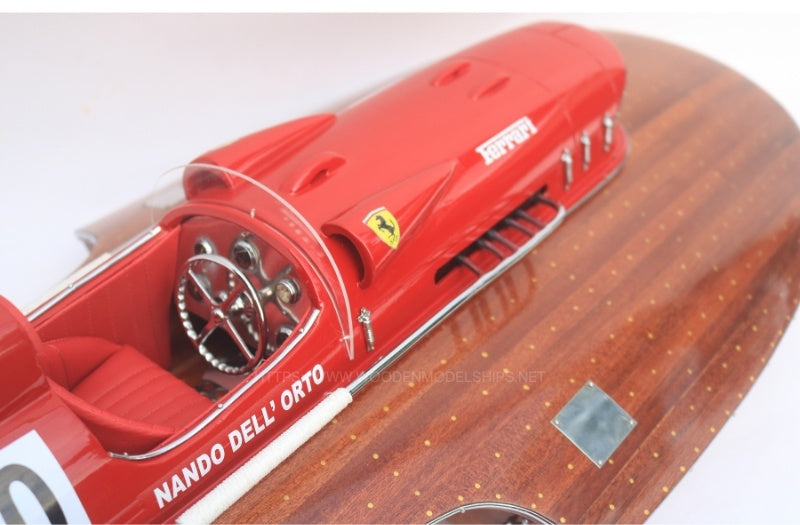 Model Speed Boat FERRARI HYDROPLANE NATURAL WOOD FINISH (Detail) 80 x 33 x H. 18 cm