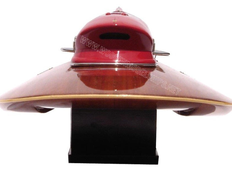 Model Speed Boat Ferrari Hydroplane Stain Finished 50 x 26 x H. 14 cm