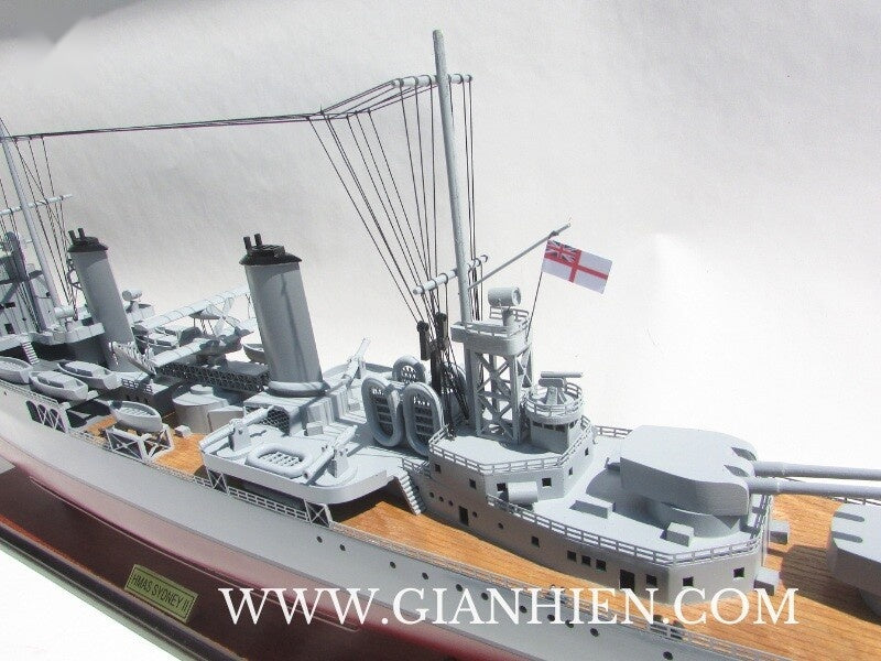Model Warship HMAS Sydney II Cruiser 100 x 12 x H. 31 cm