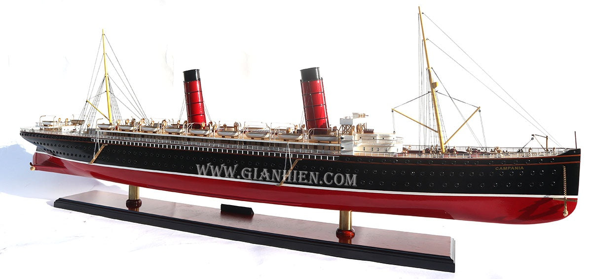 Modell-Ozeanliner RMS Campania 100 x 12 x H. 32 cm