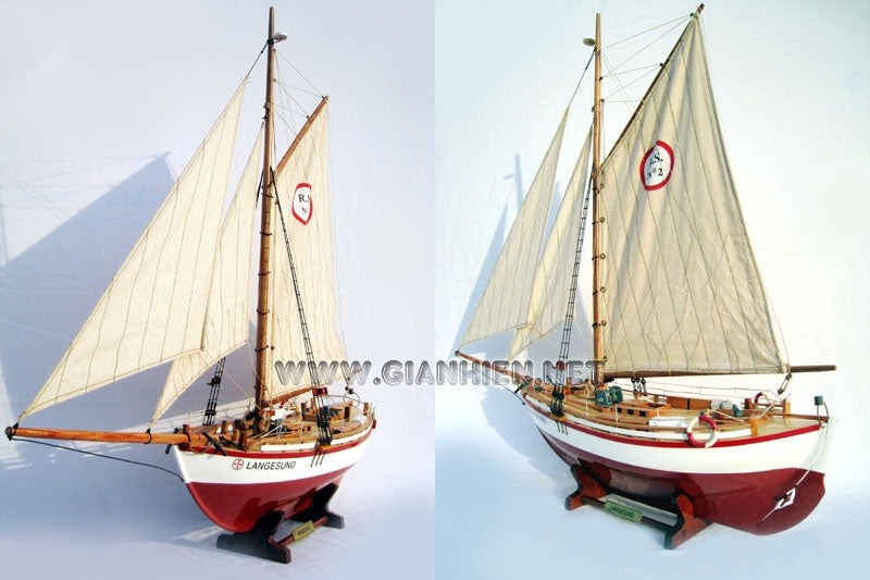 Traditional Model Boat Langesund 50 x 16 x H. 68 cm