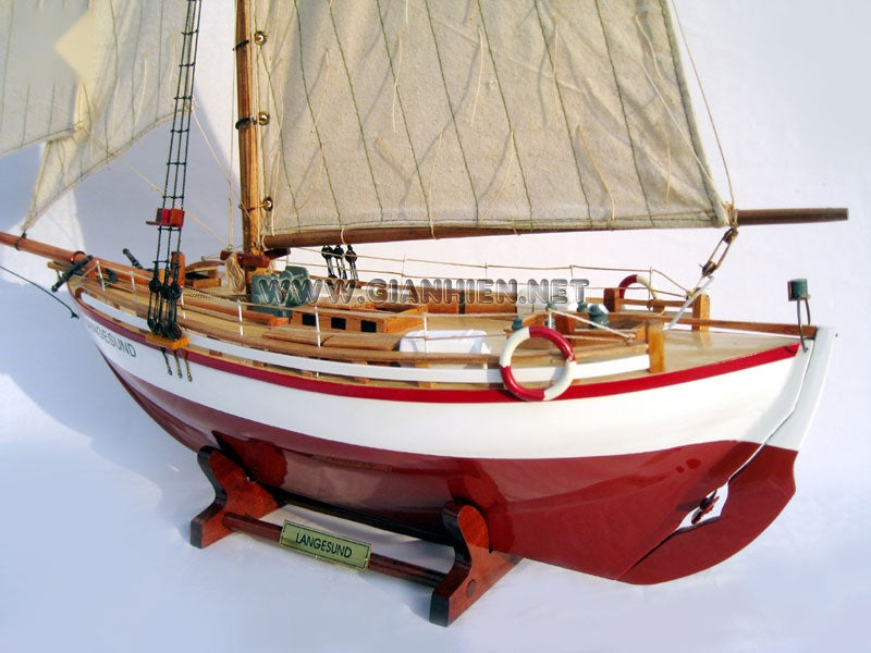 Traditional Model Boat Langesund 50 x 16 x H. 68 cm