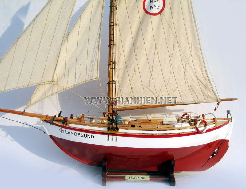 Traditional Model Boat Langesund 50 x 16 x H. 68 cm