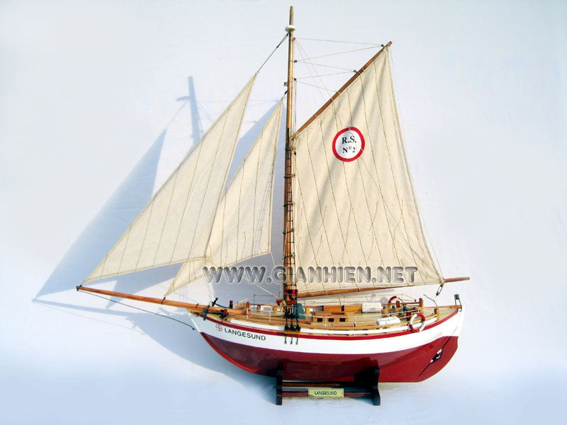 Traditional Model Boat Langesund 50 x 16 x H. 68 cm