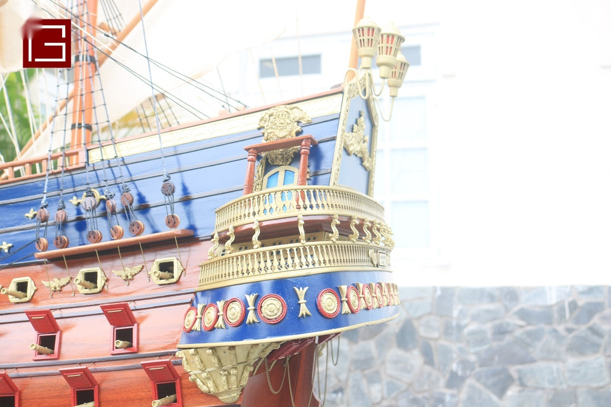 Modellsegelschiff SAN FELIPE PAINTED - Deiall 80 x 26 x H. 70 cm