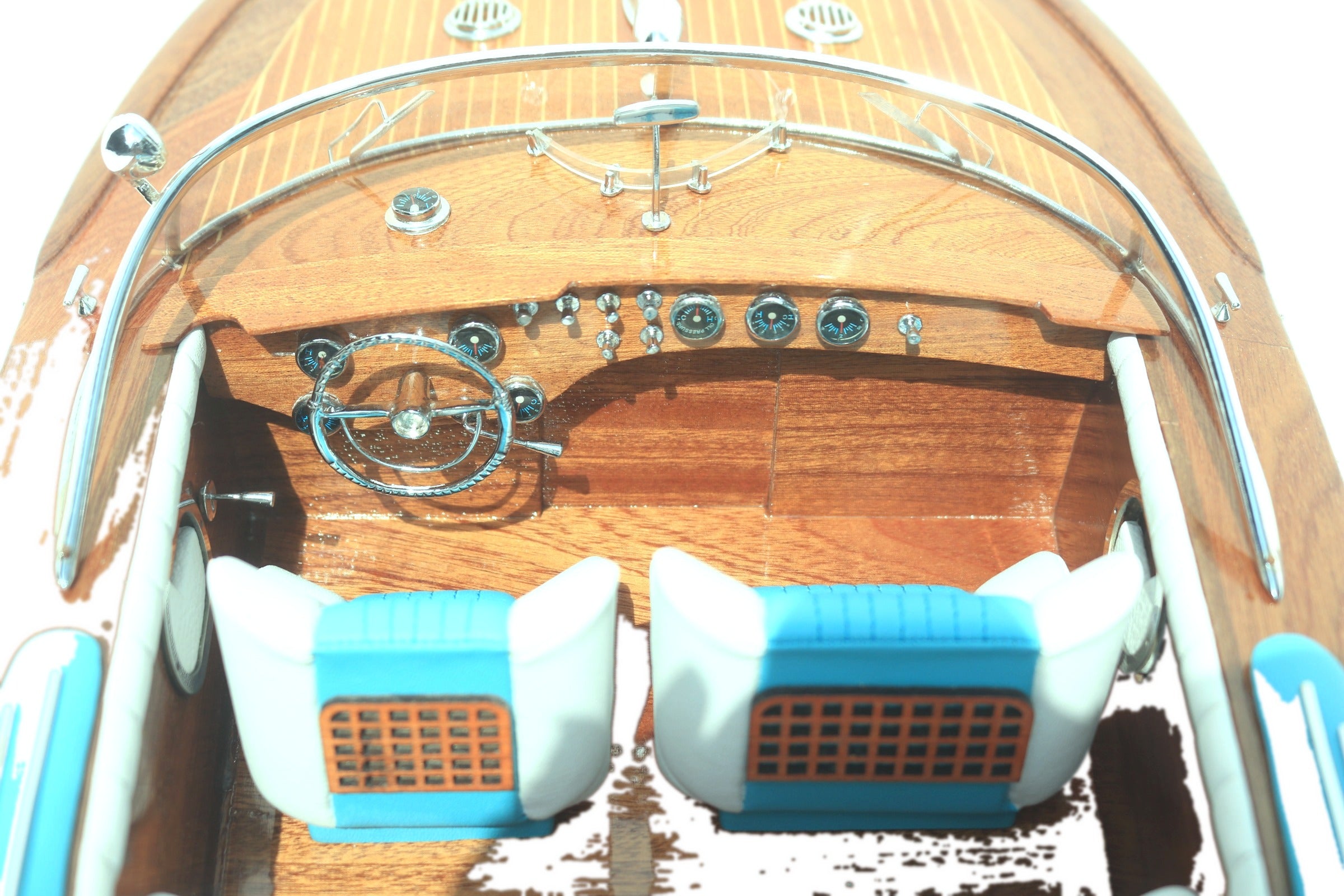 Model Speed Boat Riva Aquarama Wood Finished 67 x 22 x H. 18 cm