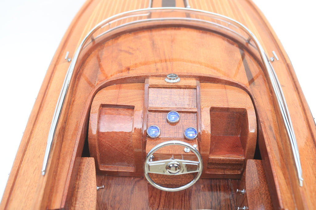 Model Speed Boat Riva Rama 44 - Natural Wood Finished 90 x 27 x H. 27 cm