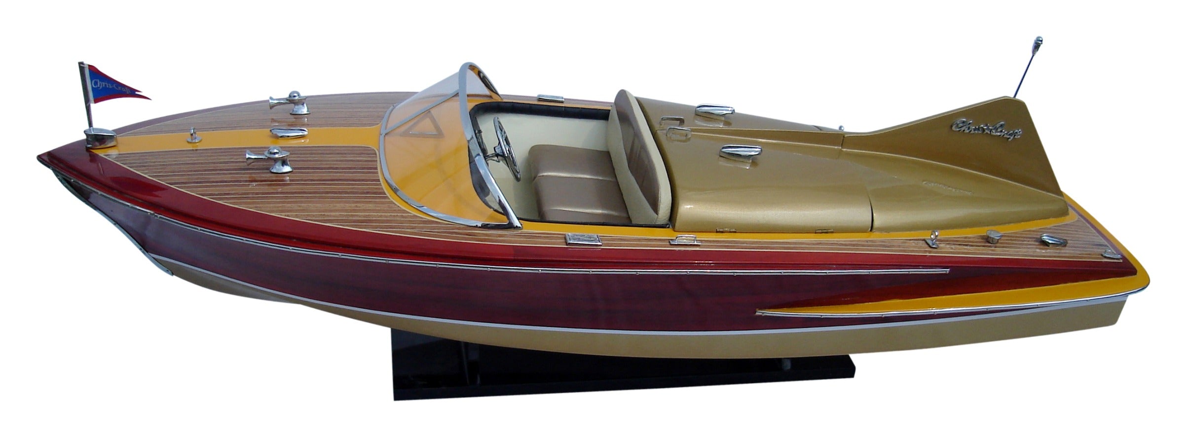 Model Speed Boat Chris Craft Cobra 1955 (gold metallic hull) 70 x 25 x H. 25 cm
