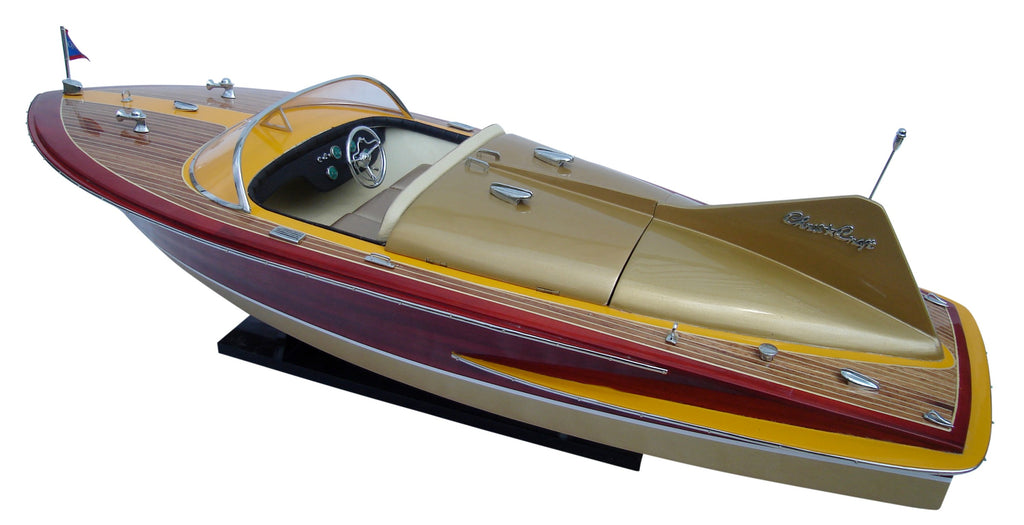 Model Speed Boat Chris Craft Cobra 1955 (gold metallic hull) 70 x 25 x H. 25 cm