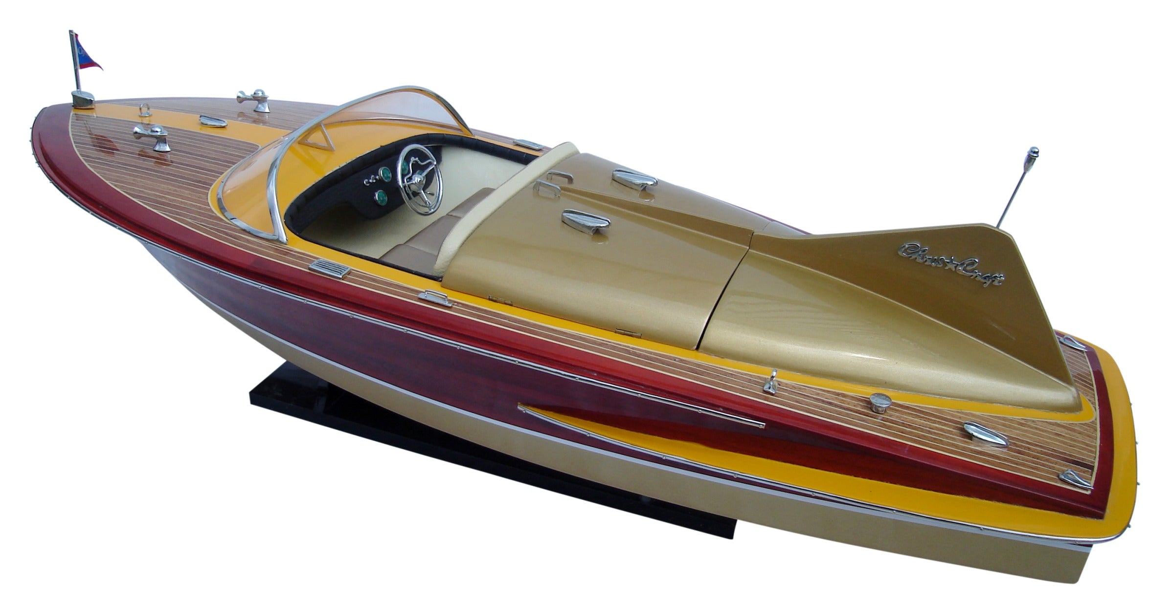 Model Speed Boat Chris Craft Cobra 1955 (gold metallic hull) 70 x 25 x H. 25 cm