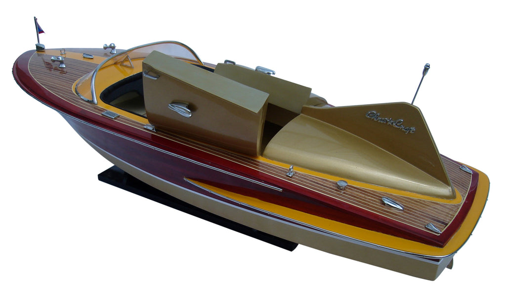 Model Speed Boat Chris Craft Cobra 1955 (gold metallic hull) 70 x 25 x H. 25 cm