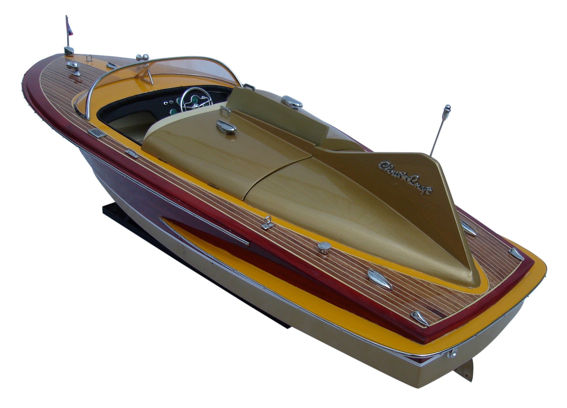 Model Speed Boat Chris Craft Cobra 1955 (gold metallic hull) 70 x 25 x H. 25 cm