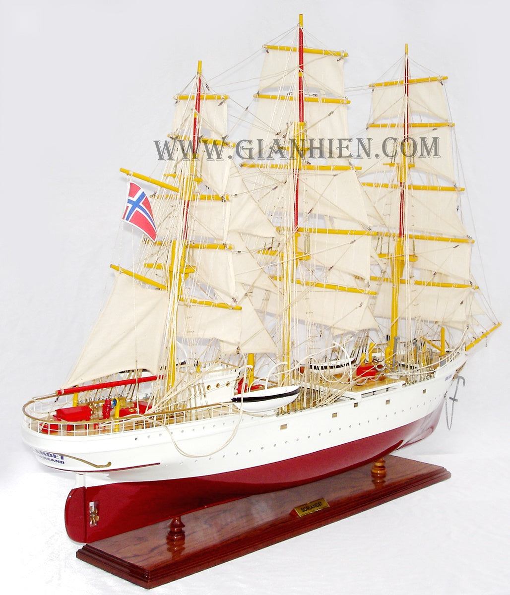 Modellsegelschiff Sorlandet 80 x 13 x H. 67 cm
