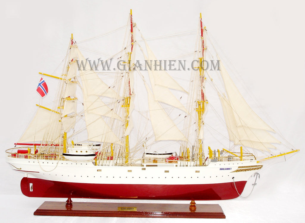 Modellsegelschiff Sorlandet 80 x 13 x H. 67 cm