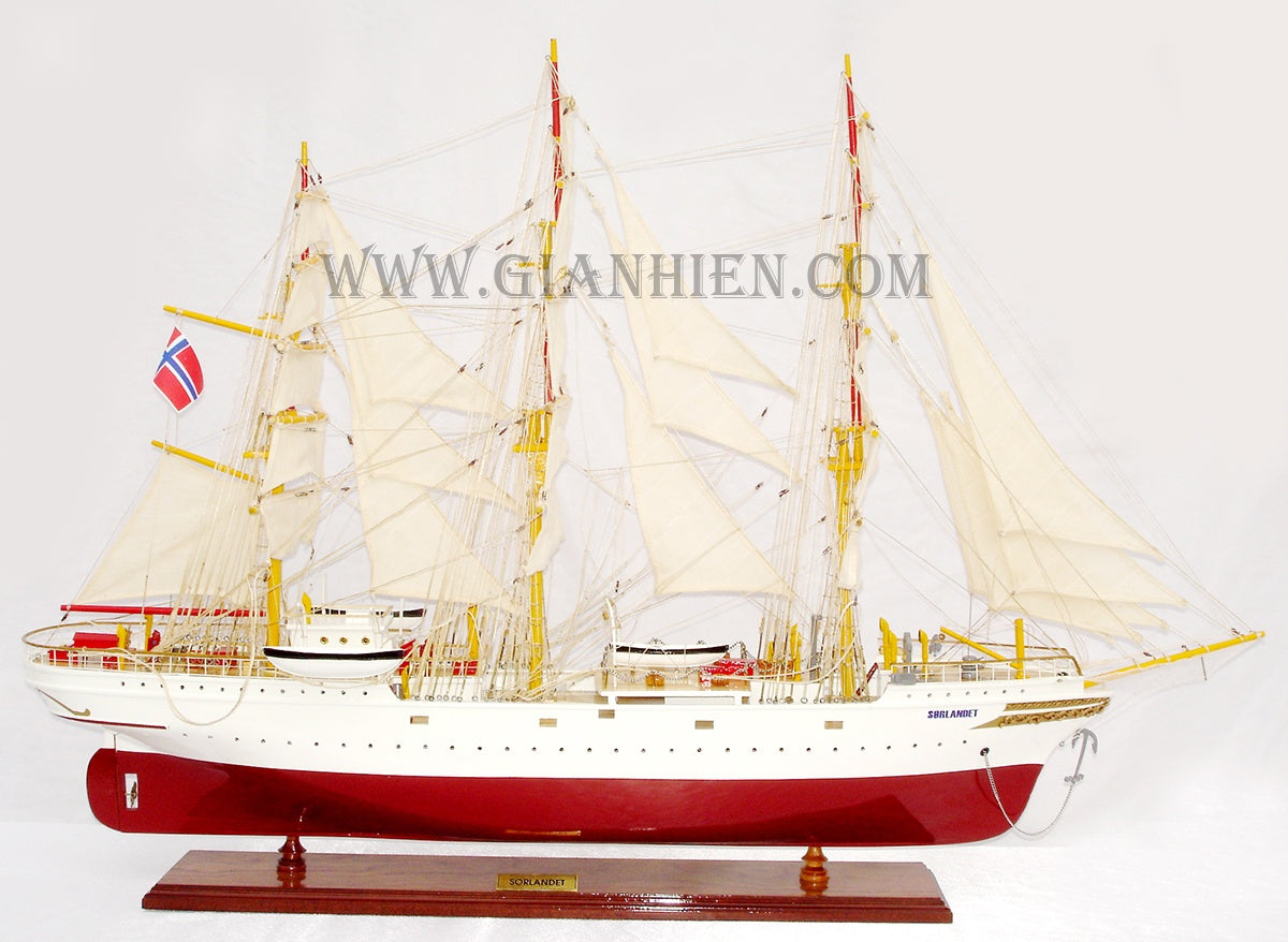 Modellsegelschiff Sorlandet 80 x 13 x H. 67 cm