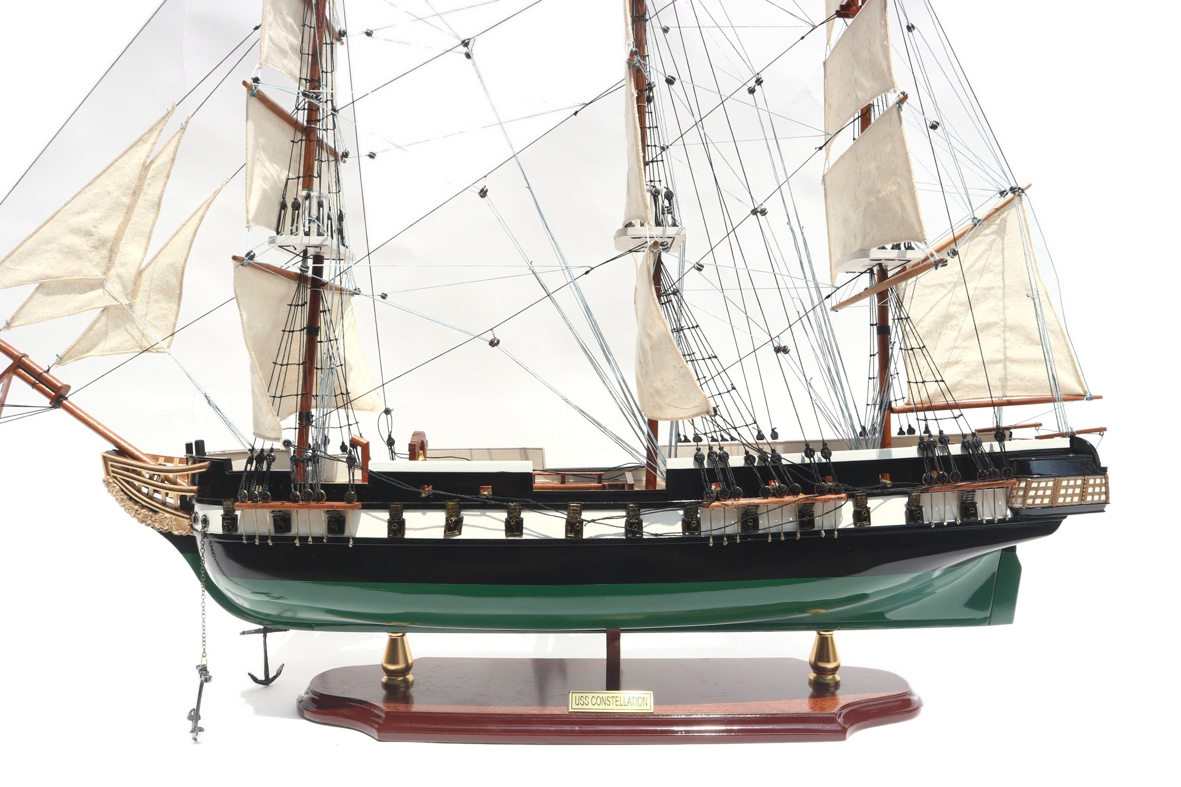Model Tall Ship USS Constellation Painted 80 x 18 x H. 78 cm