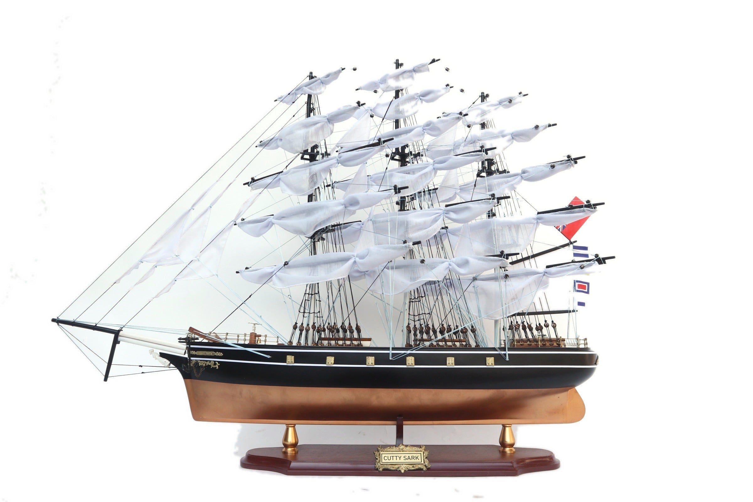 Model Tall Ship Cutty Sark Copper Color Hull 70 x 12 x H. 65 cm