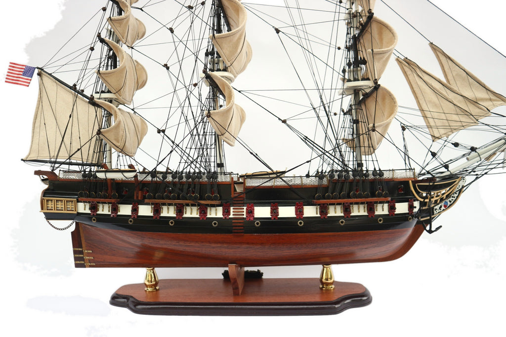 Model Tall Ship USS Constitution Painted (Detail) 100 x 25 x H. 70 cm
