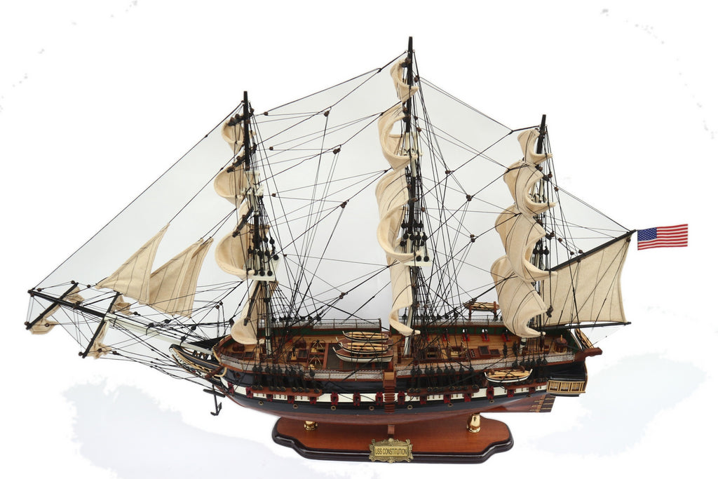Model Tall Ship USS Constitution Painted (Detail) 100 x 25 x H. 70 cm