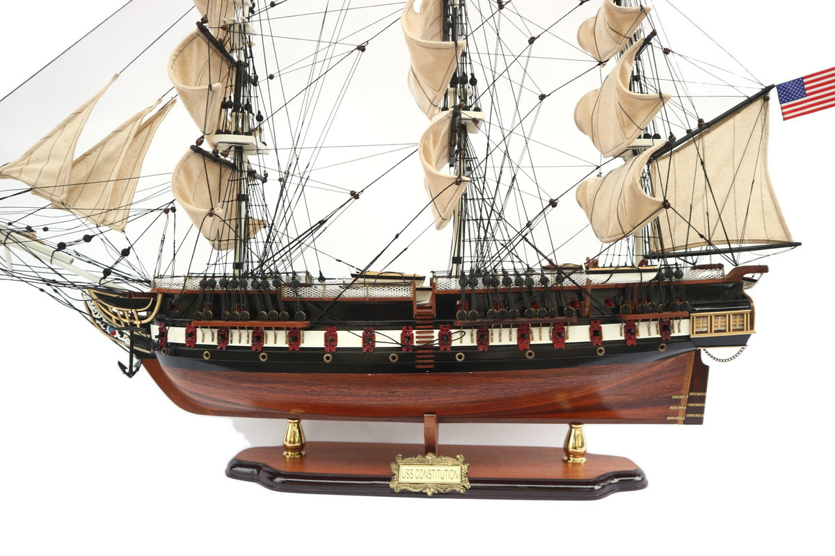 Model Tall Ship USS Constitution Painted (Detail) 100 x 25 x H. 70 cm