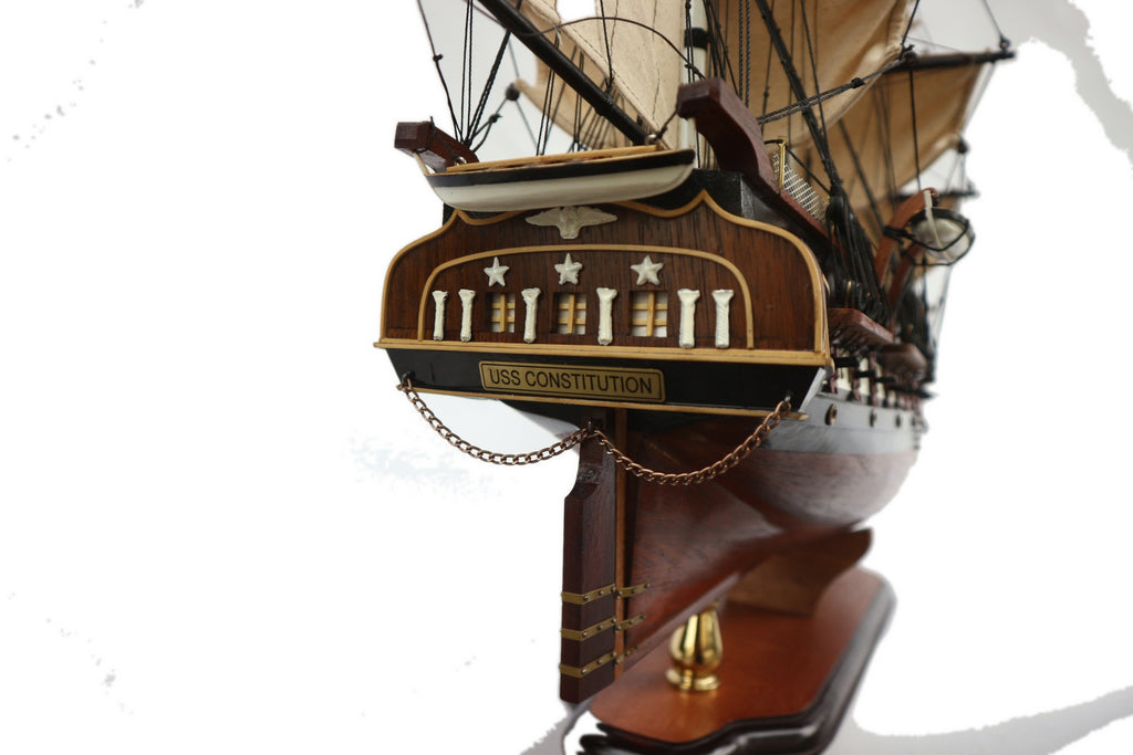 Model Tall Ship USS Constitution Painted (Detail) 100 x 25 x H. 70 cm