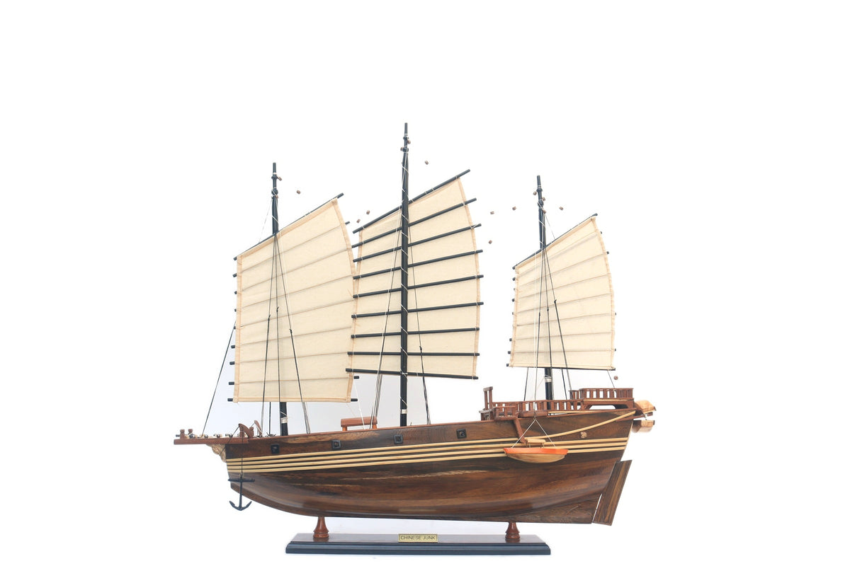 Model Tall Ship Chinese Junk (dark wood) 70 x 18 x H. 62 cm