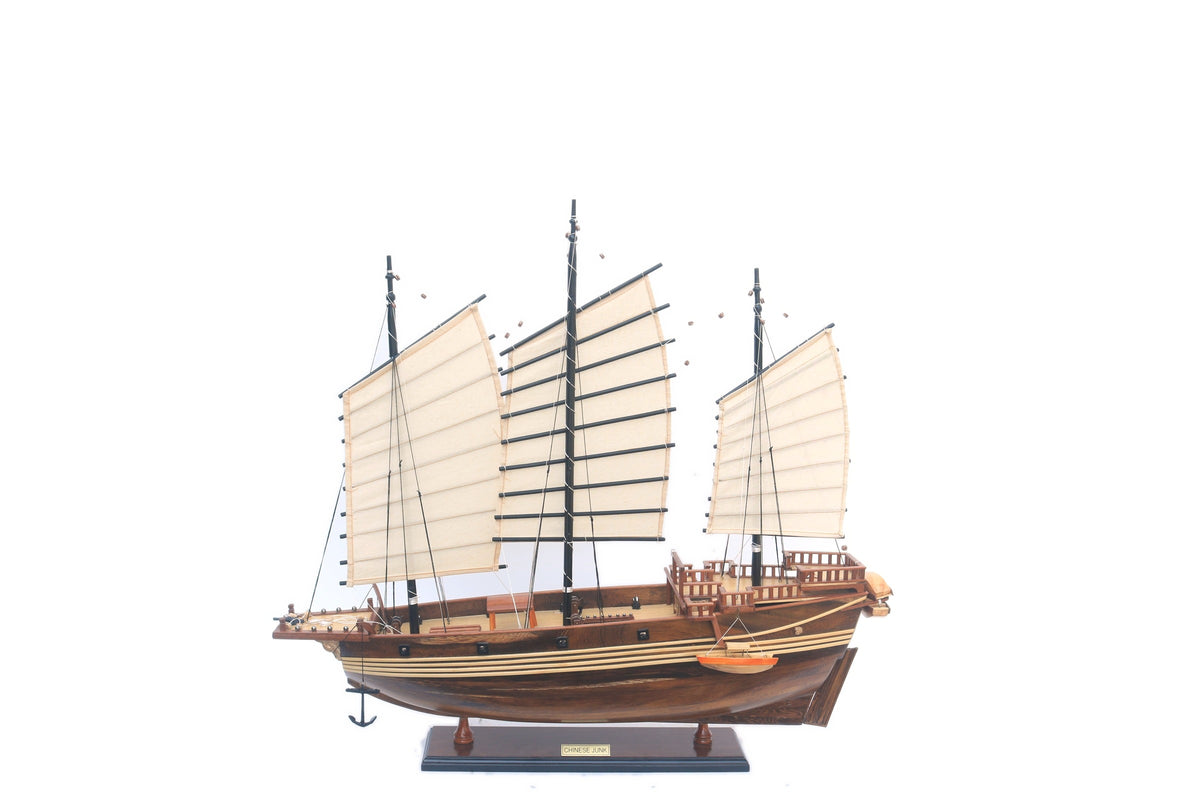 Model Tall Ship Chinese Junk (dark wood) 70 x 18 x H. 62 cm