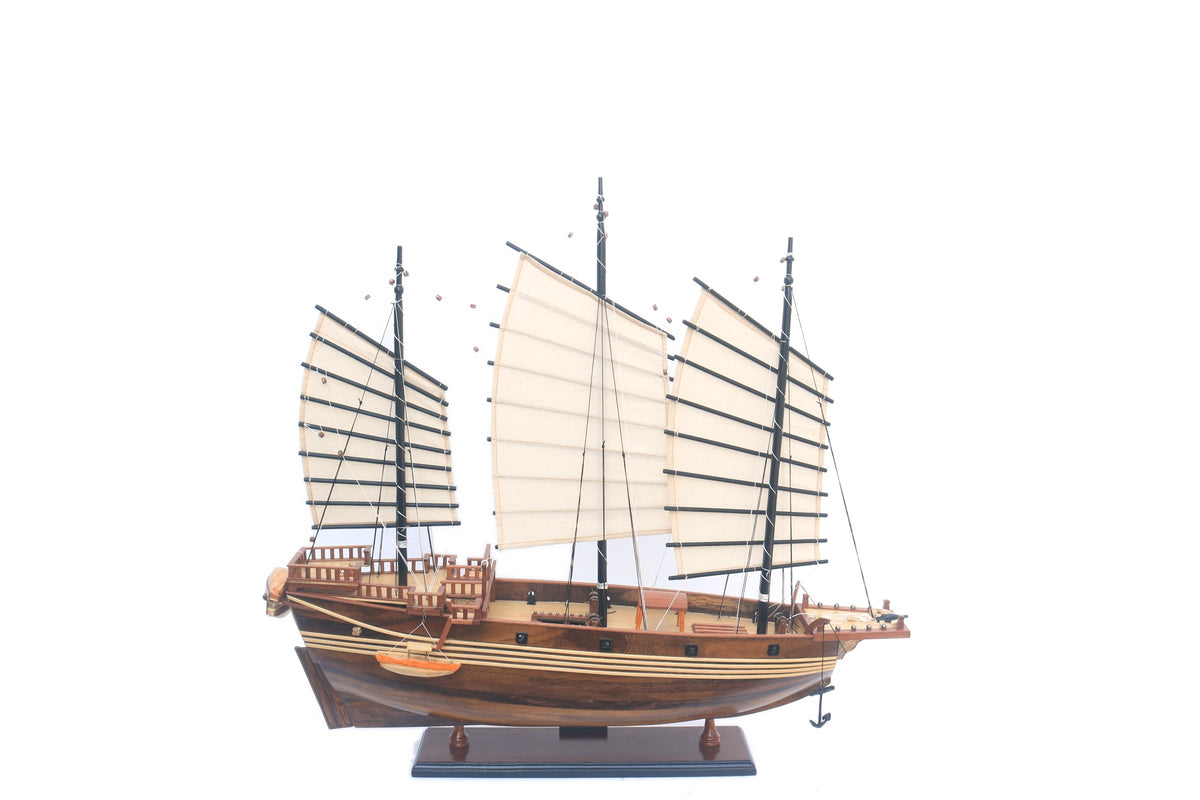 Model Tall Ship Chinese Junk (dark wood) 70 x 18 x H. 62 cm
