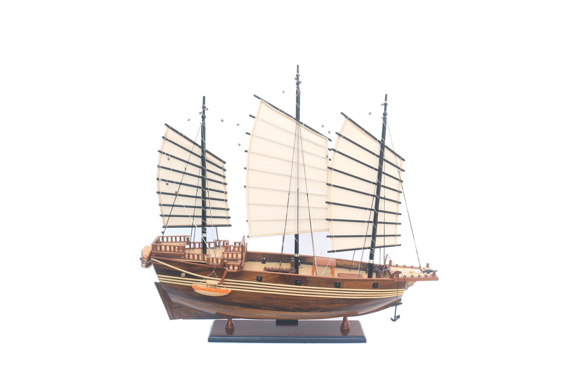 Model Tall Ship Chinese Junk (dark wood) 70 x 18 x H. 62 cm