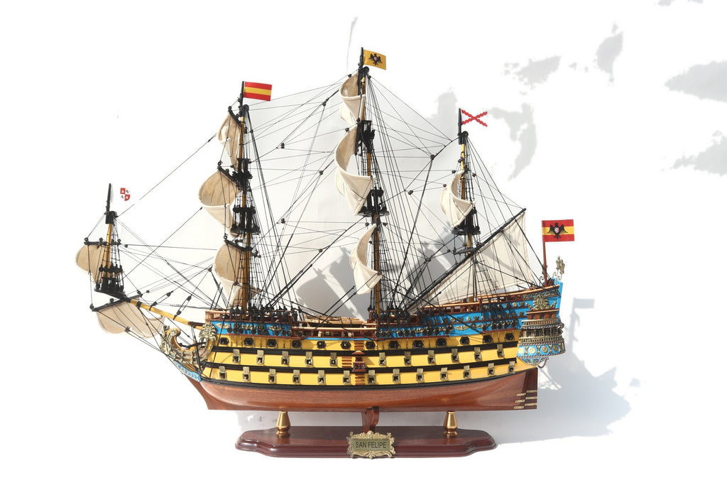 Modellsegelschiff San Felipe Painted - Deiall 80 x 26 x H. 70 cm