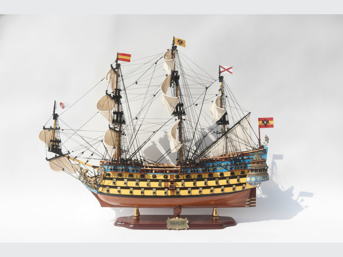 Model Tall Ship San Felipe Painted - Deiall 80 x 26 x H. 70 cm