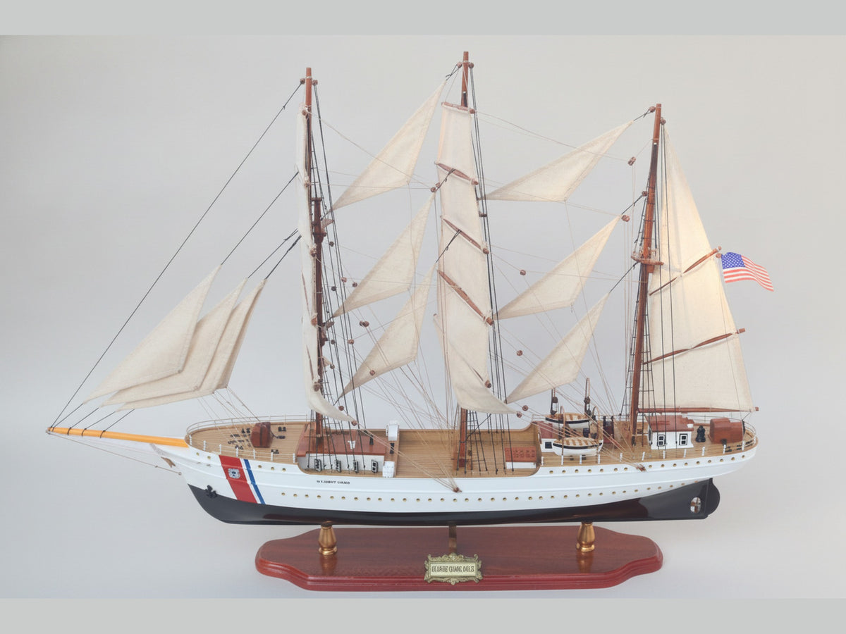 Model Tall Ship US Coast Guard Eagle Painted 60 x 13 x H. 57 cm