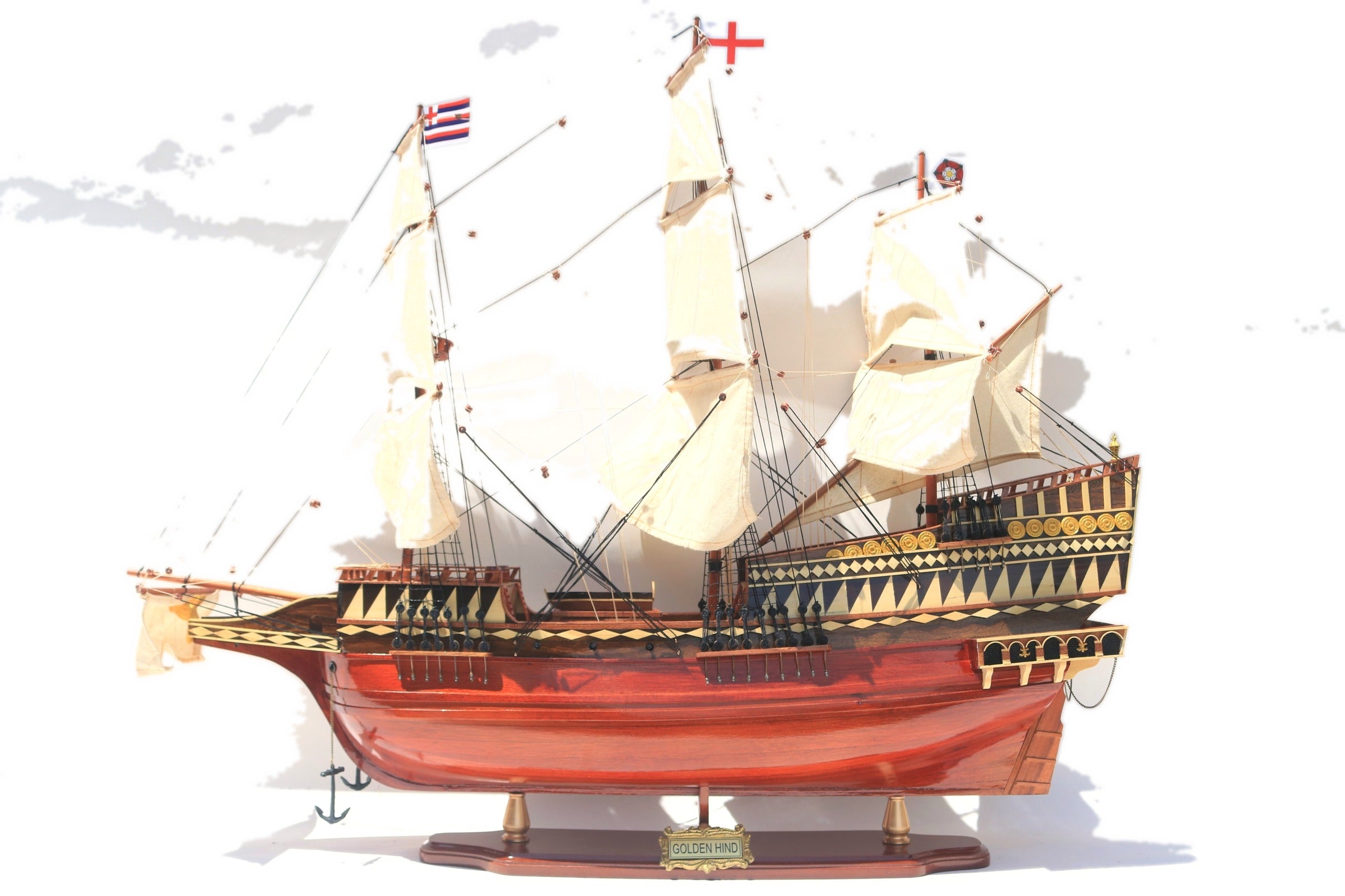 Model Tall Ship Golden Hind 80 x 20 x H. 78 cm