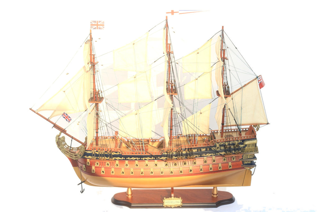 Model Tall Ship HMS Bellona 64 x 17 x H. 67 cm