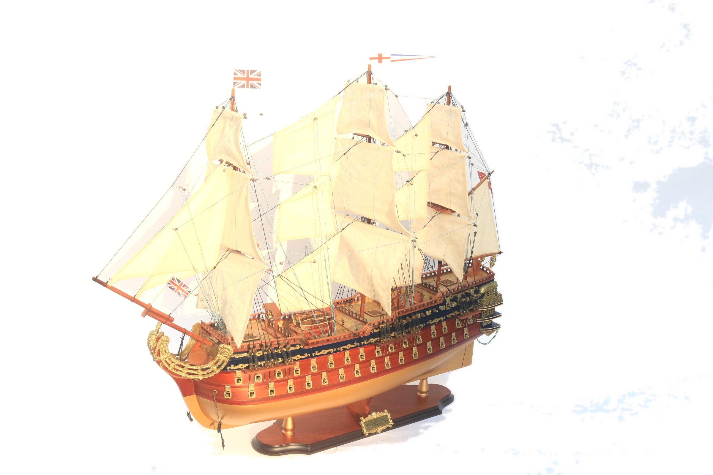 Model Tall Ship HMS Bellona 64 x 17 x H. 67 cm