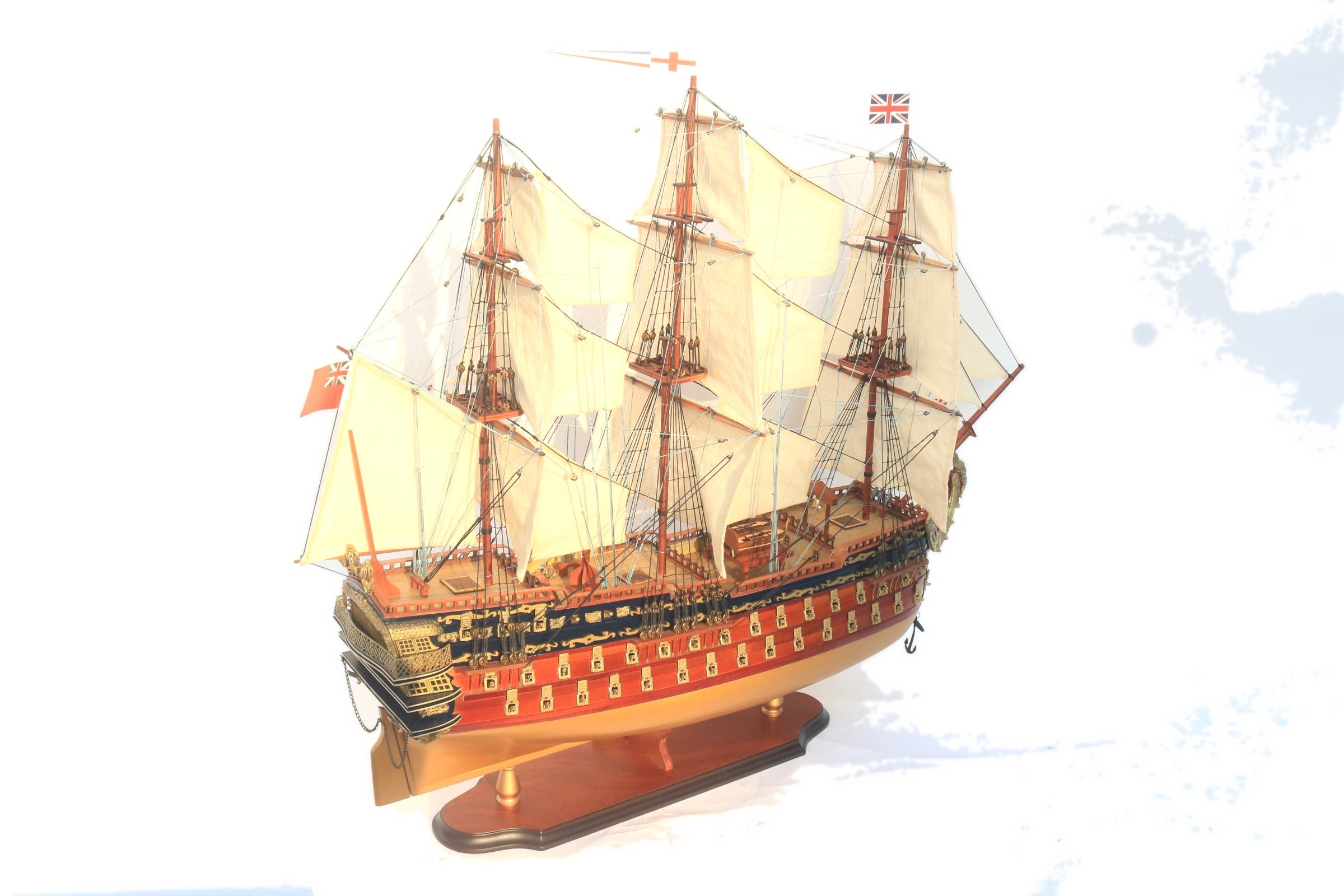 Model Tall Ship HMS Bellona 64 x 17 x H. 67 cm