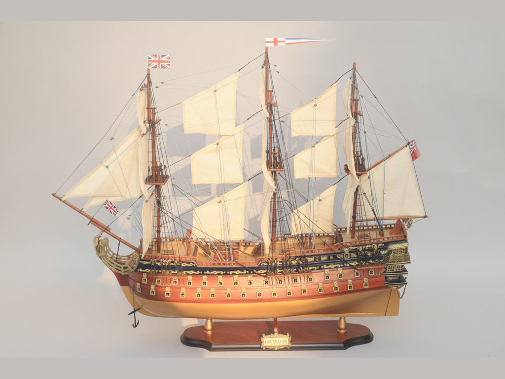 Model Tall Ship HMS Bellona 64 x 17 x H. 67 cm