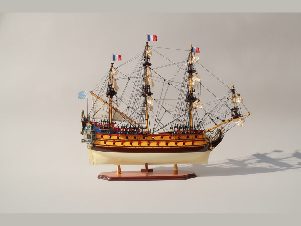 Model Tall Ship La Licorne / Unicorn (Cream & Brown) 62 x 15 x H. 65 cm