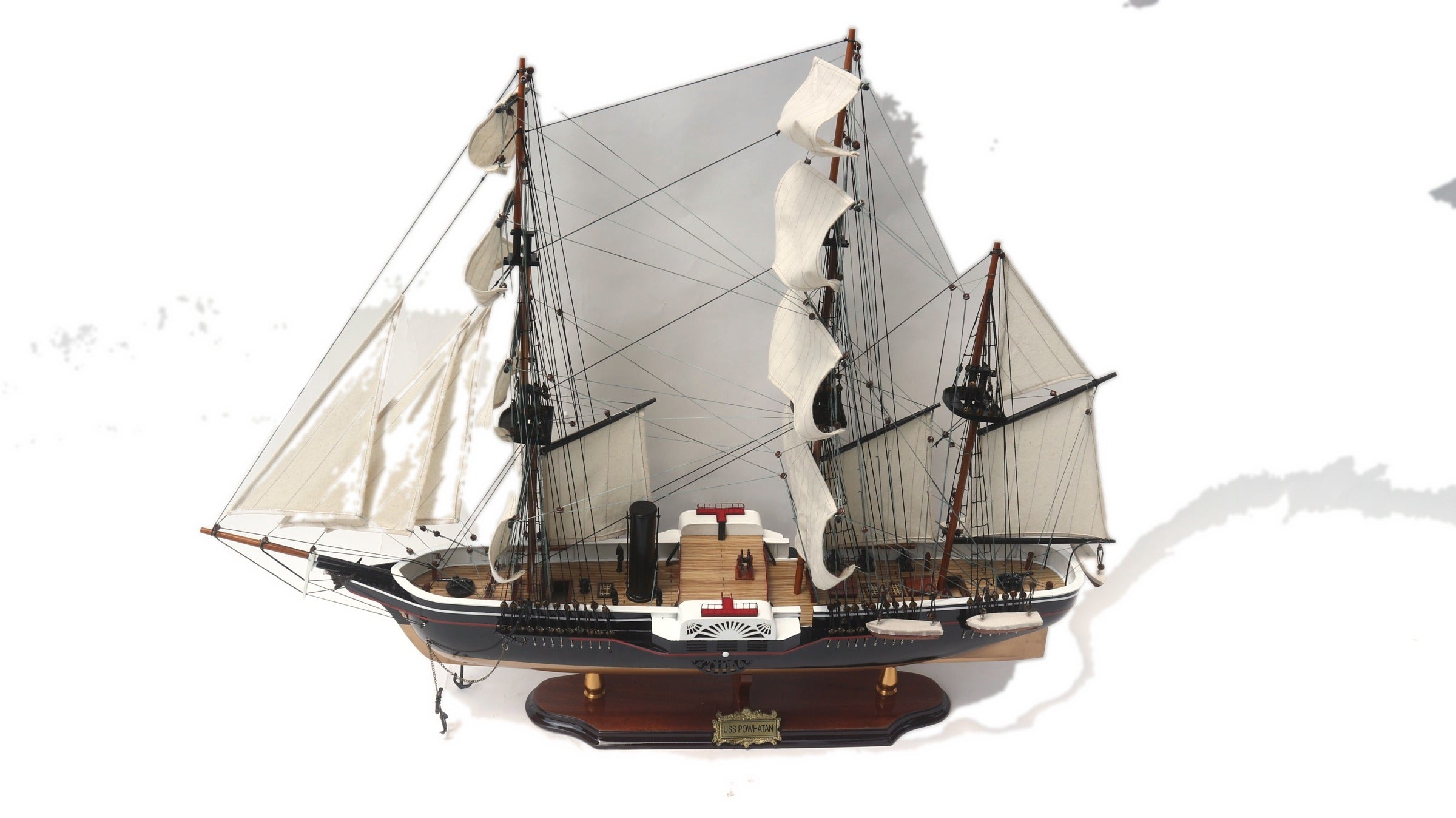 Modellsegelschiff USS Powhatan 80 x 20 x H. 73 cm
