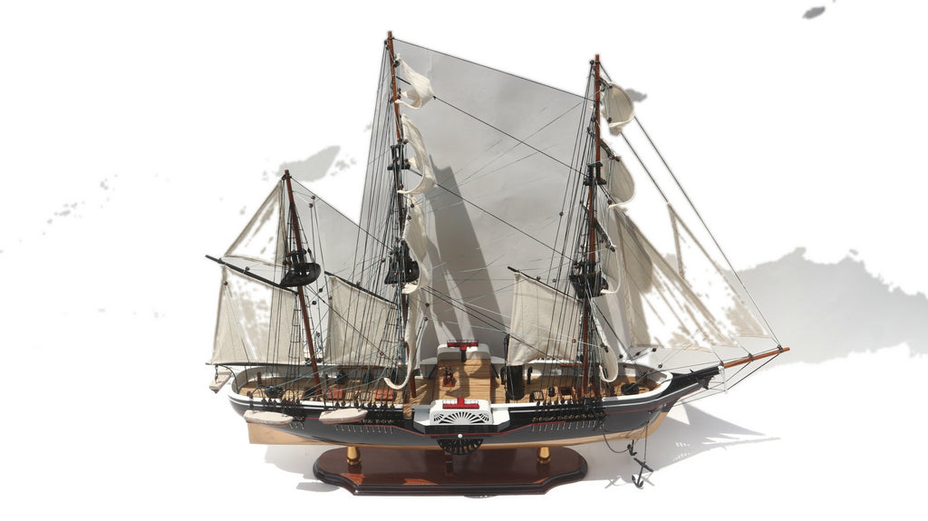 Modellsegelschiff USS Powhatan 80 x 20 x H. 73 cm