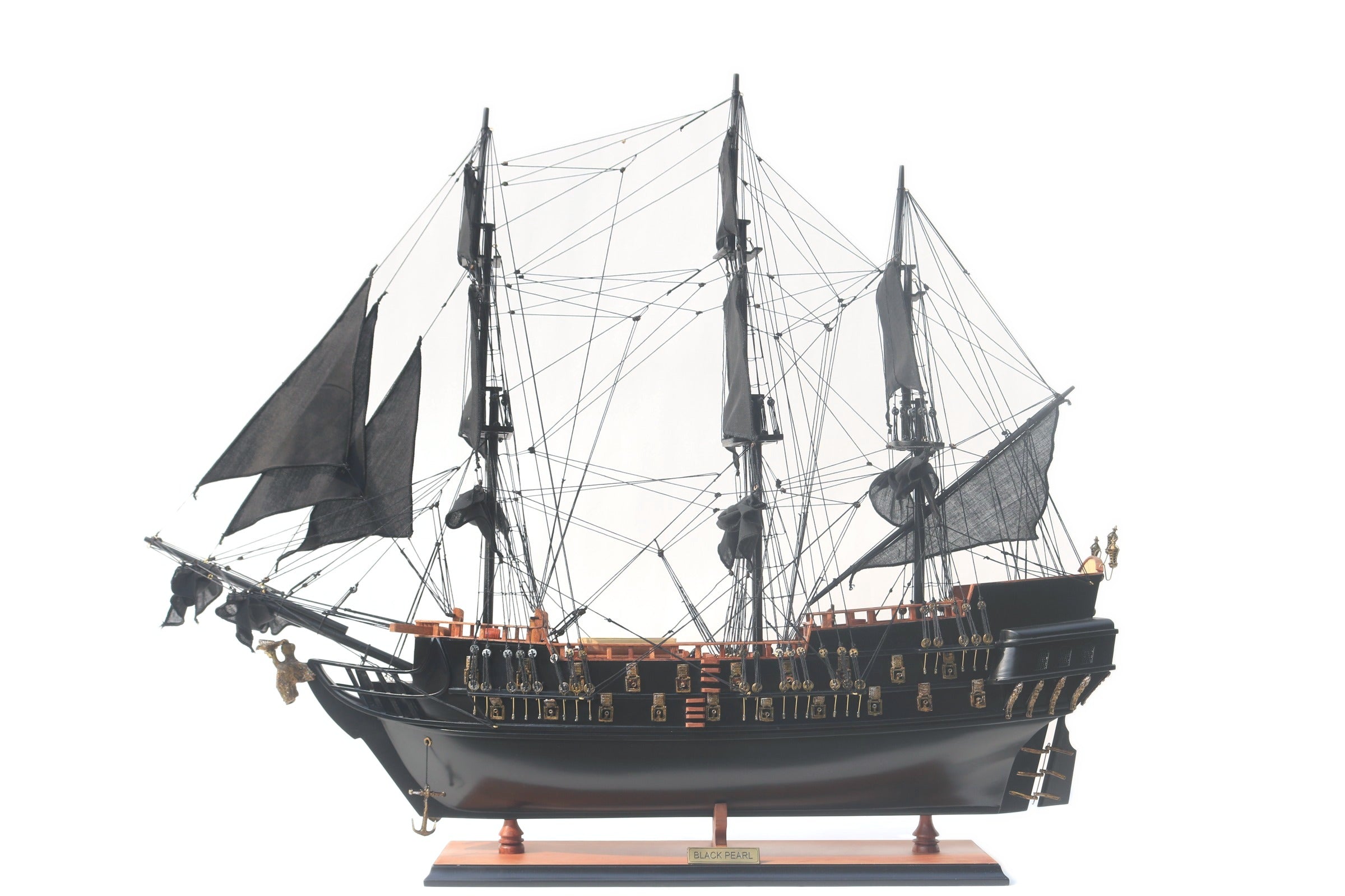Model Tall Ship Black Pearl (Red Wood Deck) 76 x 17 x H. 72 cm