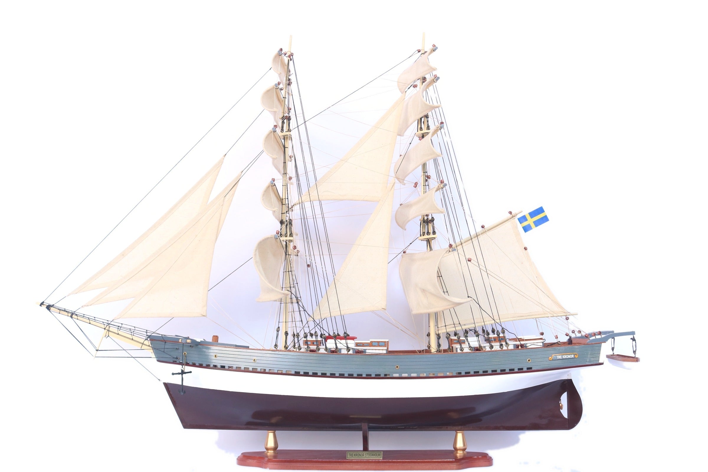 Model Tall Ship Tre Kronor Stockholm 108 x 35 x H. 80 cm