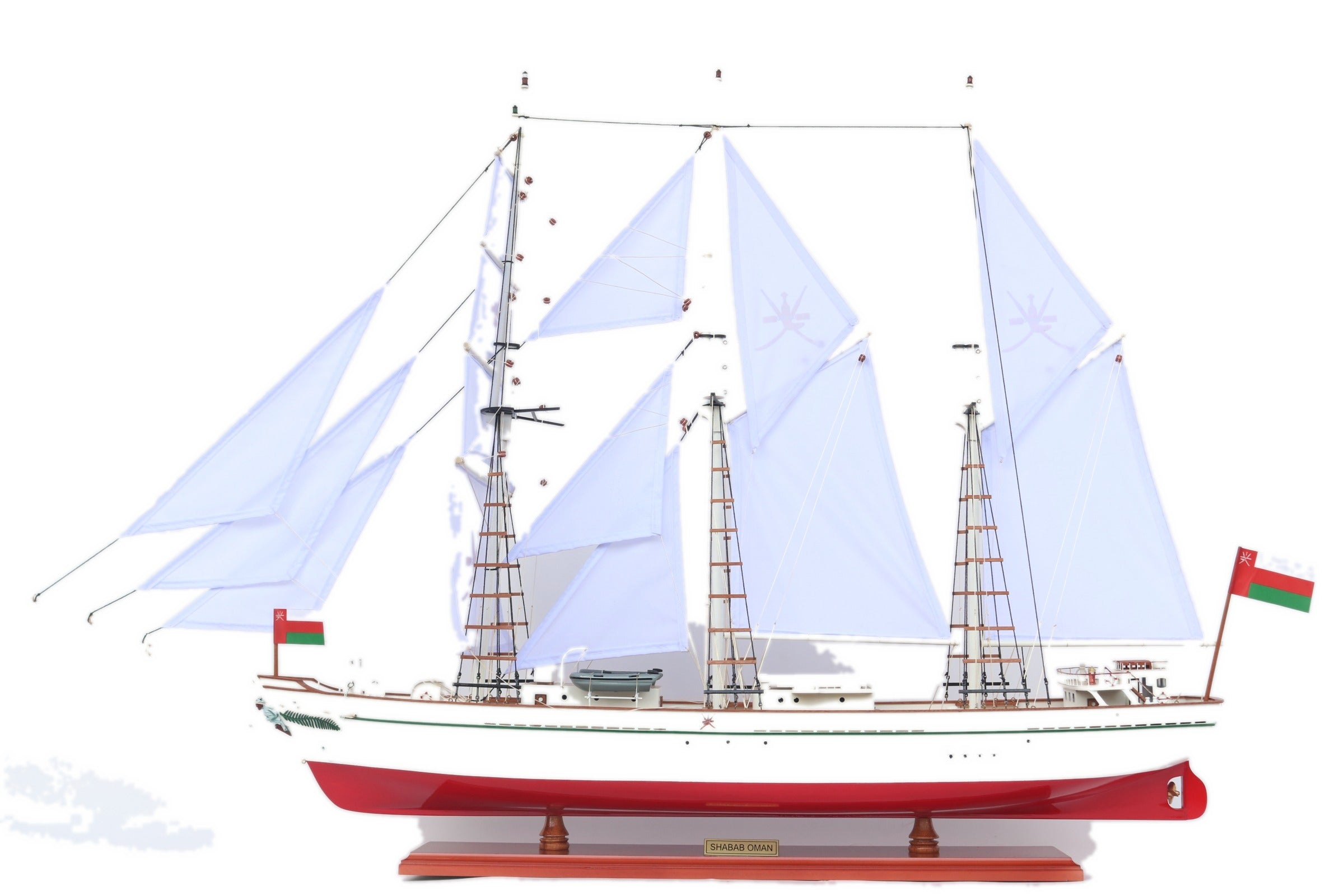 Modellsegelschiff Shabab Oman (1977) 104 x 29 x H. 70 cm