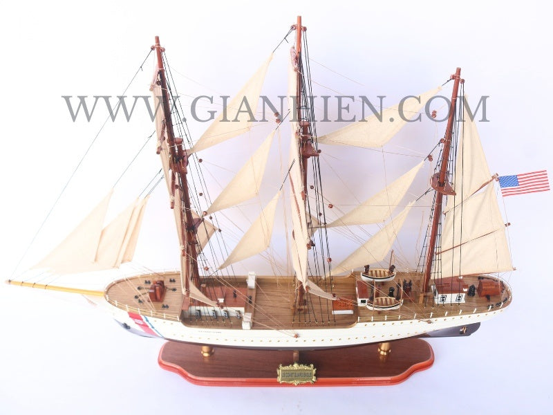 Model Tall Ship US Coast Guard Eagle Painted 60 x 13 x H. 57 cm