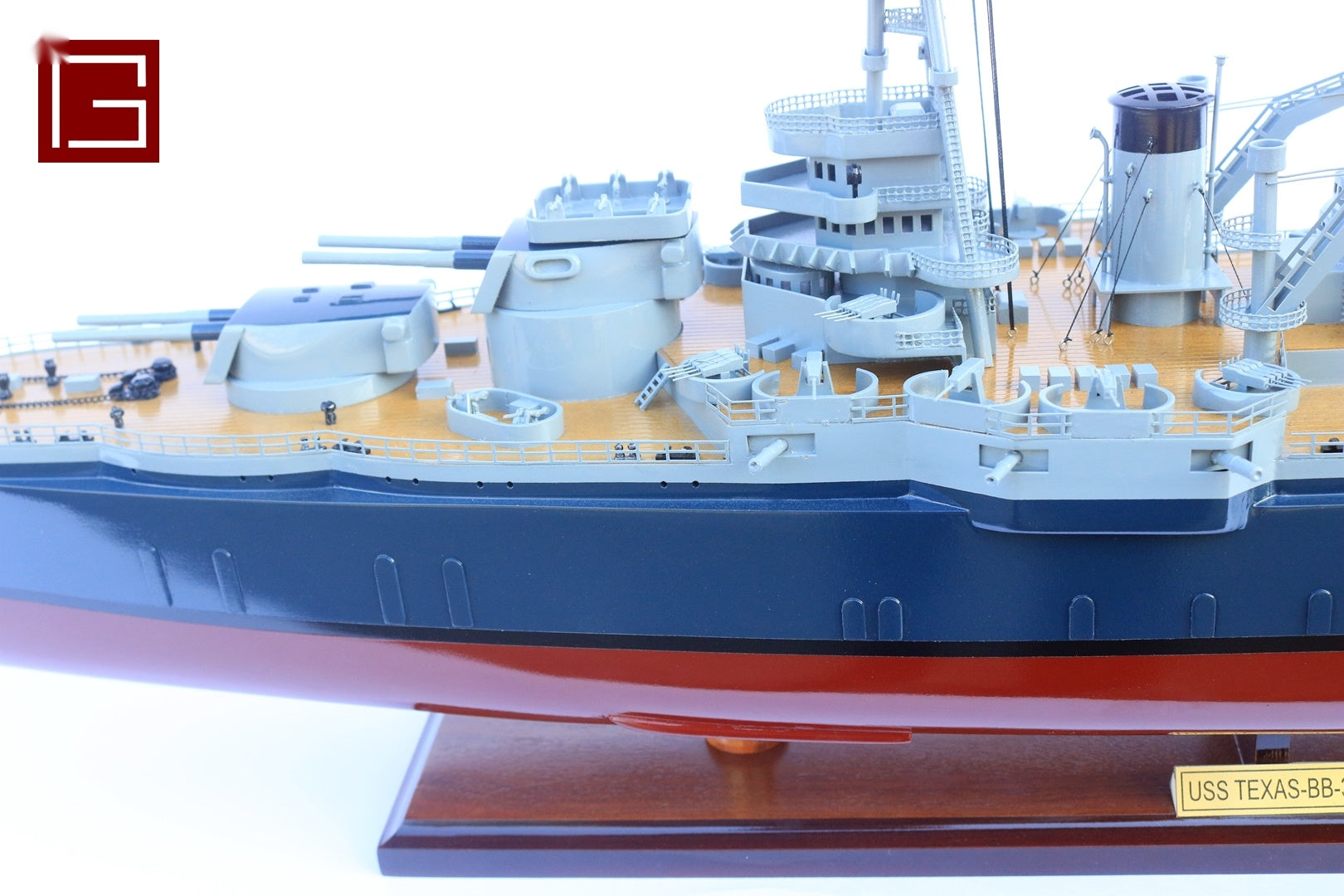 Model Warship USS Texas BB35 (Dark Blue / Red) 100 x 23 x H. 34 cm