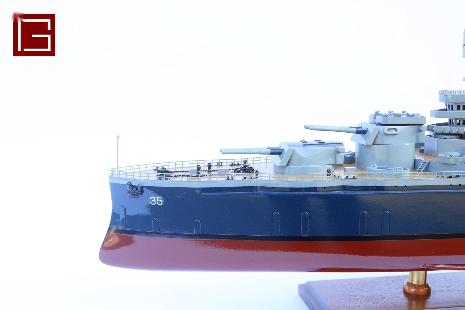 Model Warship USS Texas BB35 (Dark Blue / Red) 100 x 23 x H. 34 cm