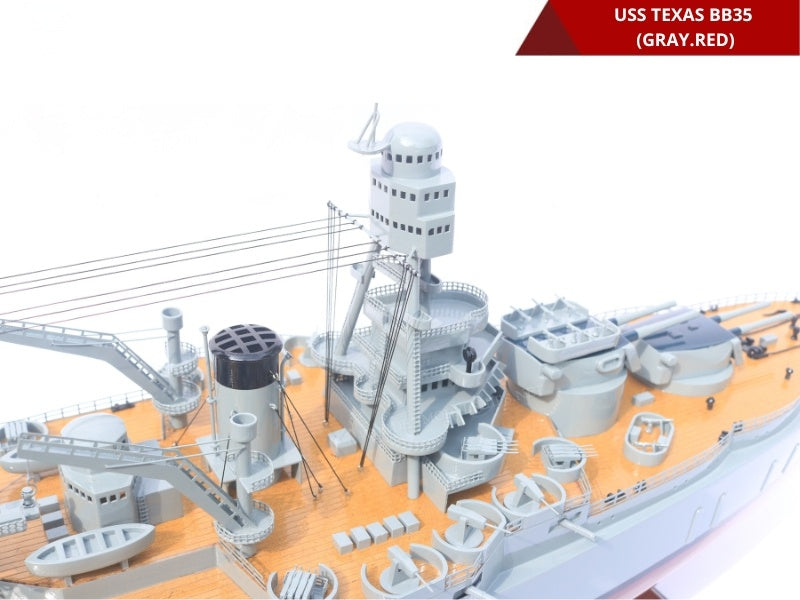 Model Warship USS Texas BB35 (Gray / Red) 100 x 23 x H. 34 cm